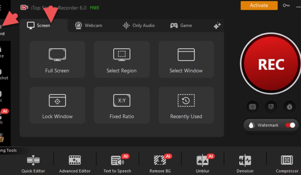 The iTop Screen Recorder without Watermark