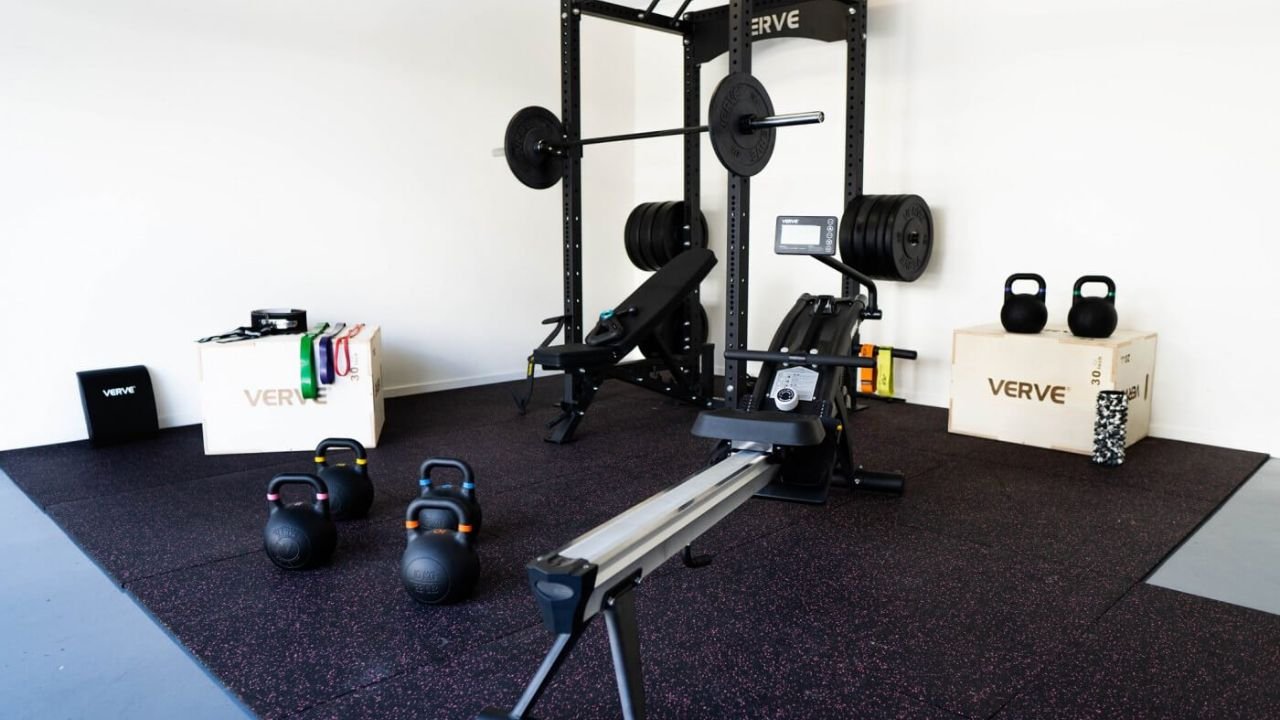 “Building Your Home Gym: Essential Equipment Including a Versatile Squat Rack”