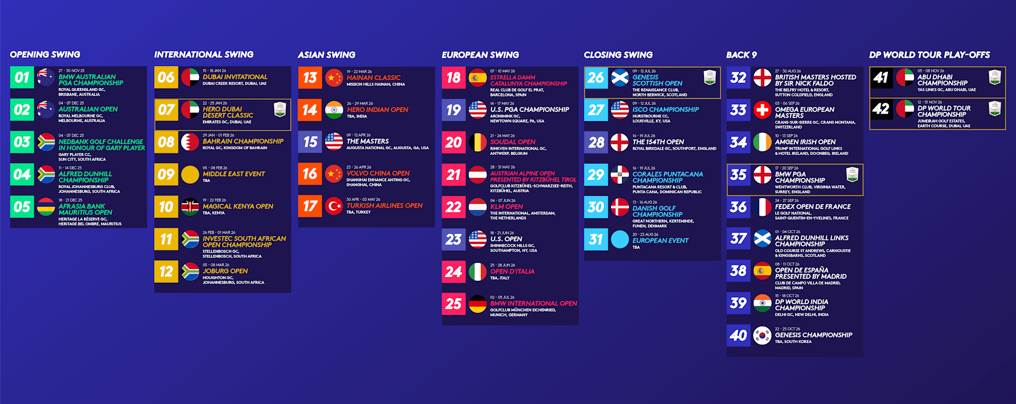 pga tour schedule 2026