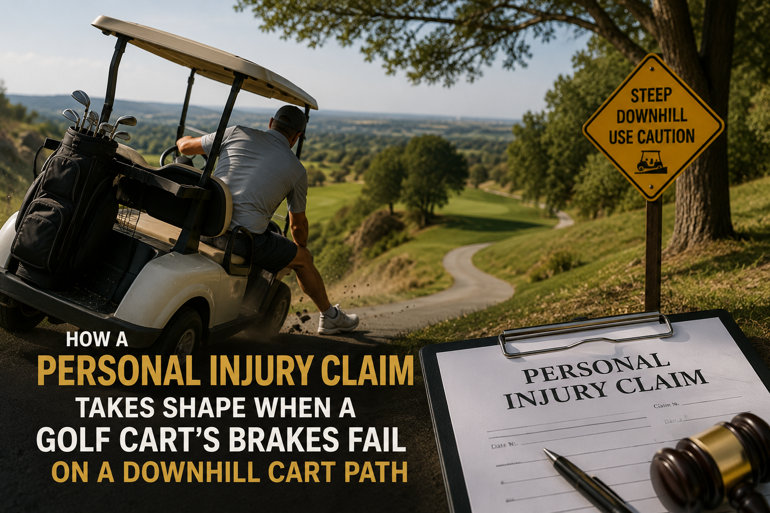 How a Personal Injury Claim Takes Shape When a Golf Cart's Brakes Fail on a Downhill Cart Path